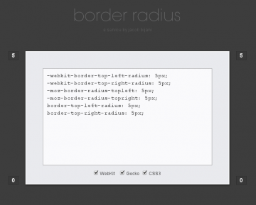 Screenshot from Border Radius CSS Rounded Corners Generator