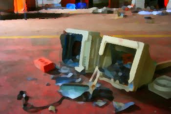 smashed computer graphic