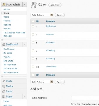 WordPress 3 - Creating a New Site