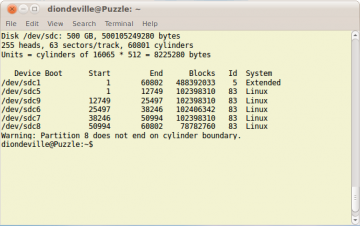 Unordered partitions on a Linux hard drive storage device