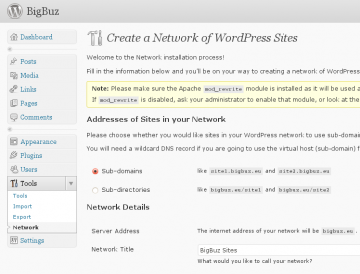 BigBuz's WordPress 3.0 Multisite's Network Page