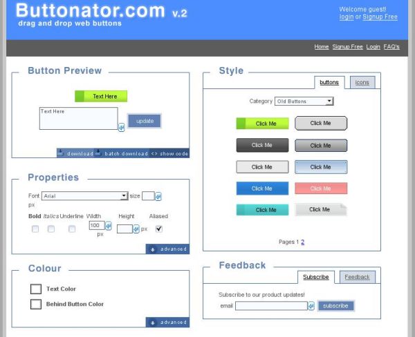 Create buttons and icons for your website with Buttonator