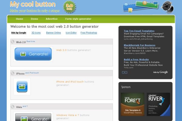 My Cool Button Web-2-0 and grudge free buttons generator
