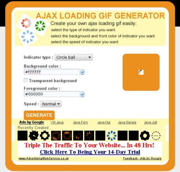 ajax loading gif generator