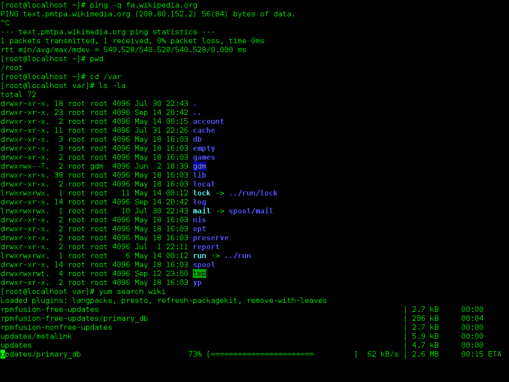 Linux command line screenshot