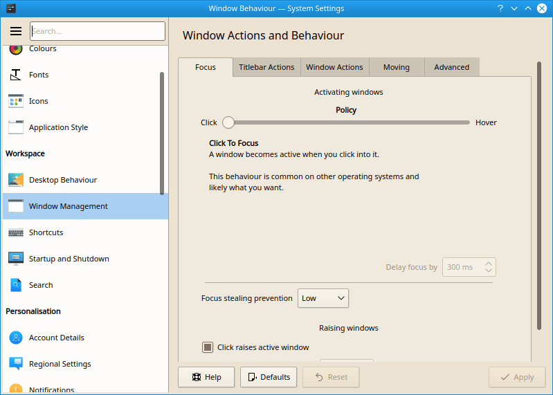 KDE Window Management Screenshot