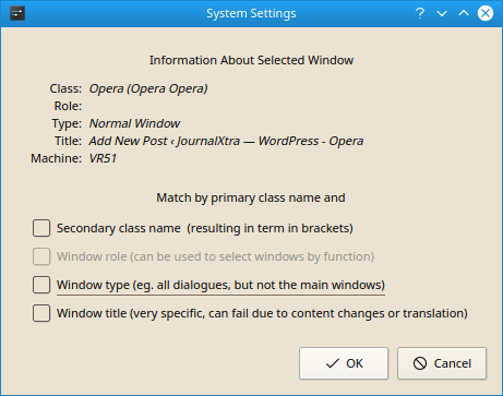 KDE Window Rules Window Detection Screenshot