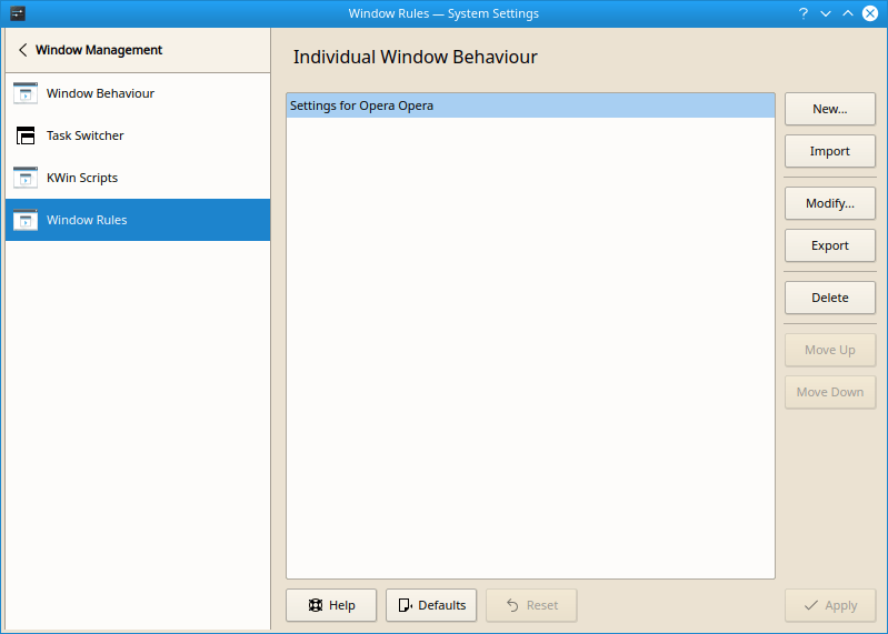 KDE Window Rules Screenshot